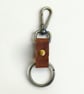 Cognac Tan Full Grain Compact Leather Snap Hook Keychain Handmade UK - Image 3