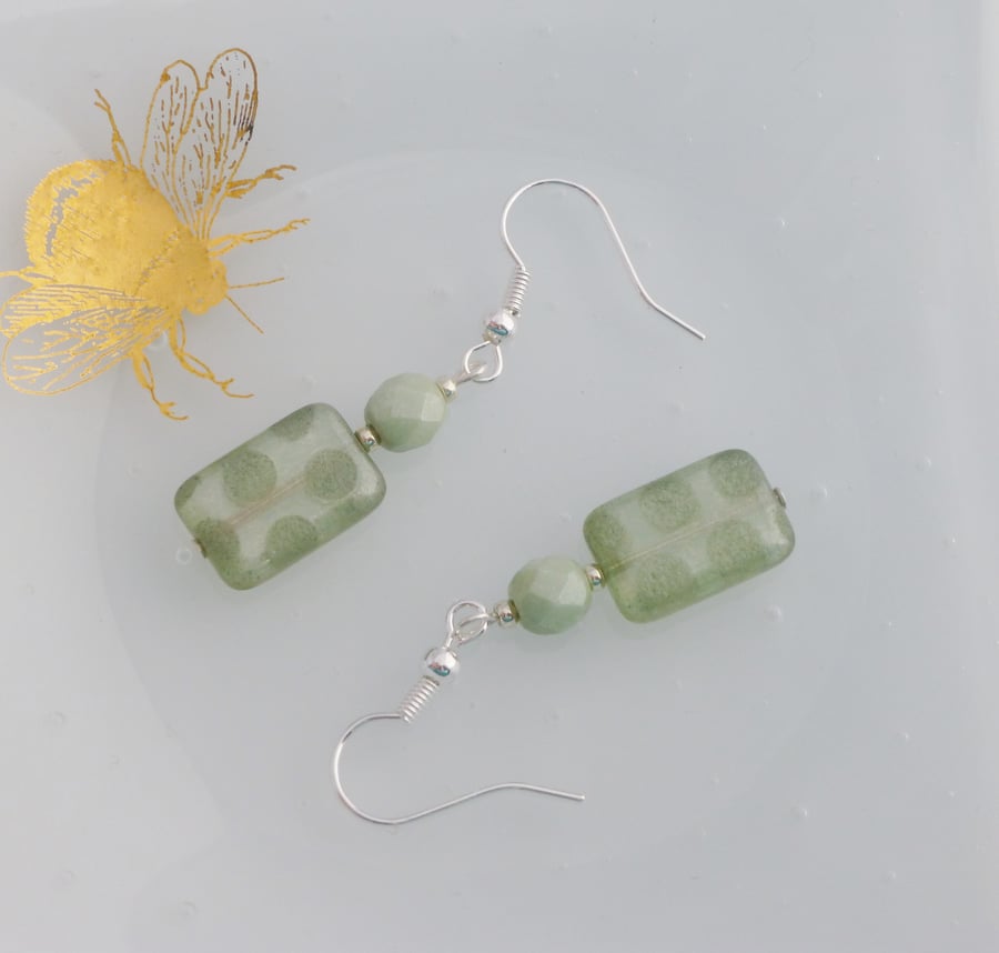 Cute Polka Dot Rectangular Drop Earrings in a Choice of Colours