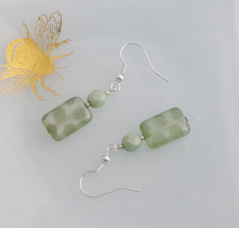 Cute Polka Dot Rectangular Drop Earrings in a Choice of Colours