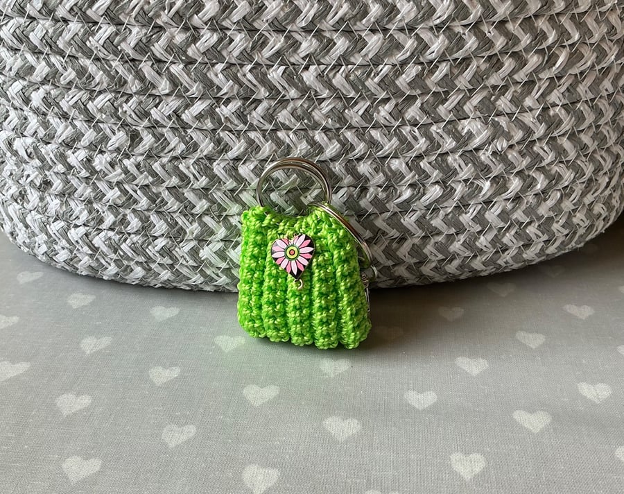 Mini crochet bag charm keyring