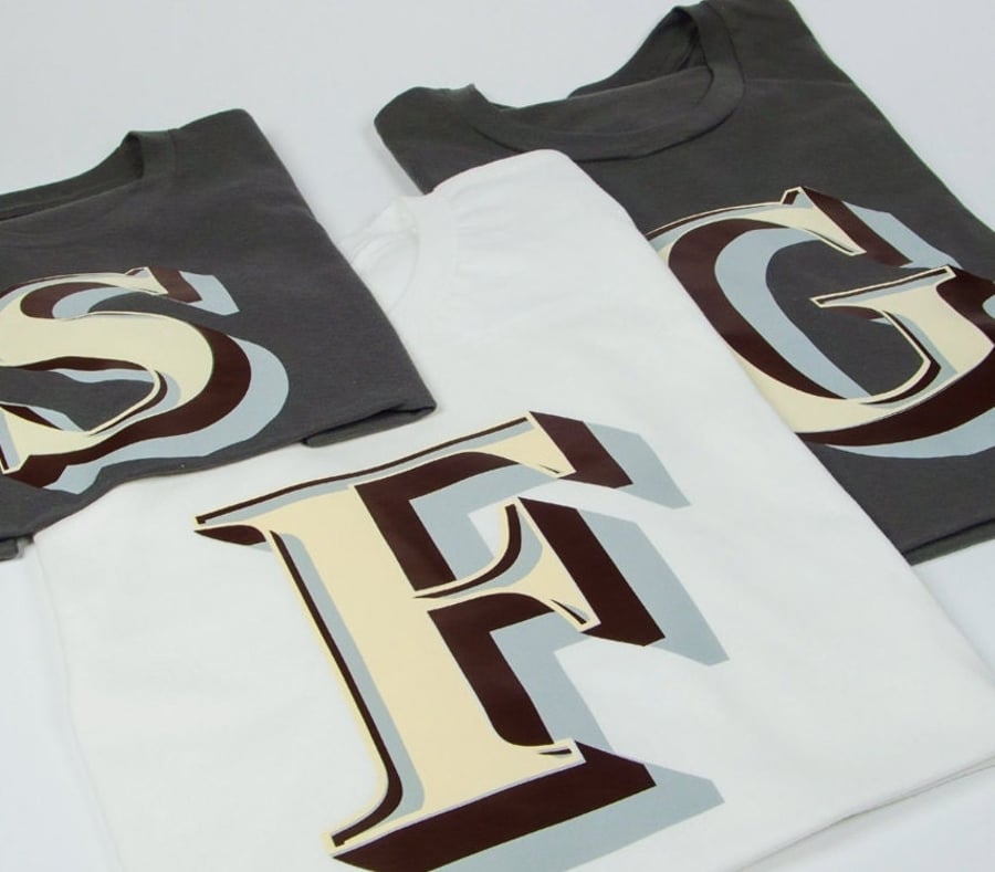 Ladies Letter T-Shirt- Choose your Initial, Alphabet Short sleeve
