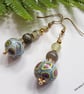 Polymer Clay Beads, Jade & Prehnite Earrings - Image 4