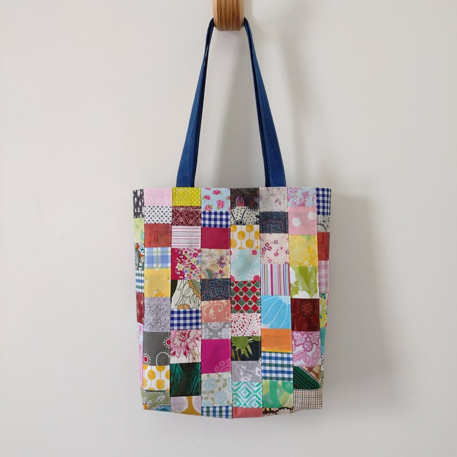 Upcycled Cotton Patchwork Tote Bag