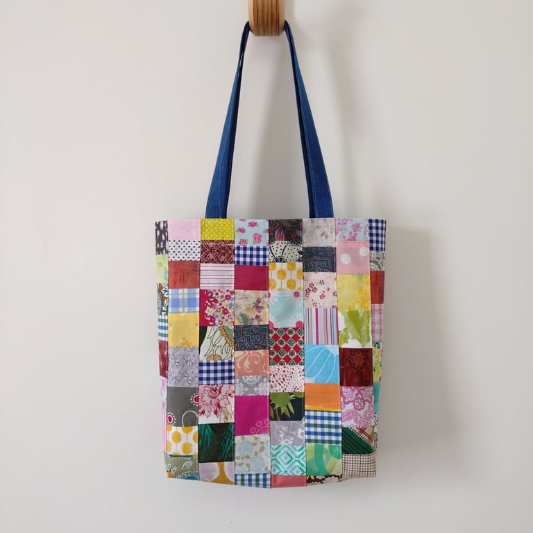 Upcycled Cotton Patchwork Tote Bag