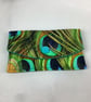 Peacock feathers card case, Peacocks travel pass holder, Handmade - Image 3