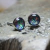 Opal stud earrings sterling silver, gemstone studs