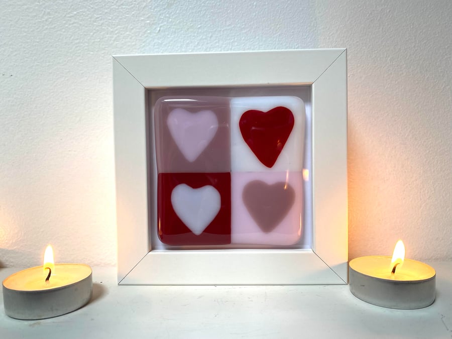 Fused Glass Heart of Heart in Picture Frame 