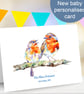New baby personalised robin card - any name and date - Image 1