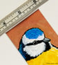 Blue Tit Garden Bird Original Painting - Mini Artwork 55mm x 84mm - Image 6