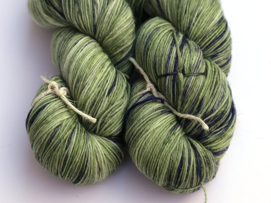 SALE: Blue Smudge - Superwash merino-nylon 4 ply yarn