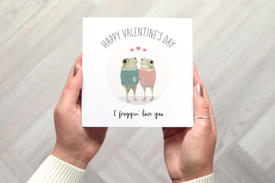 Cute Frog Valentine's Card, Pun Valentine's  Day Card for Her or Him