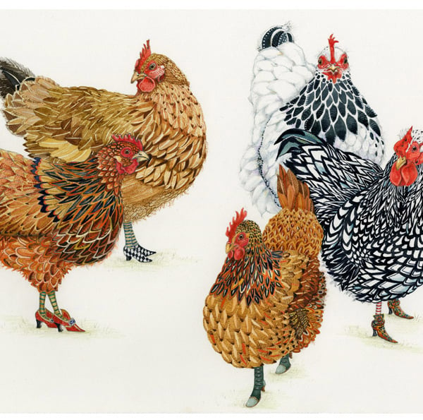 Chickens A4 print of A Clutter of Chickens Giclee print