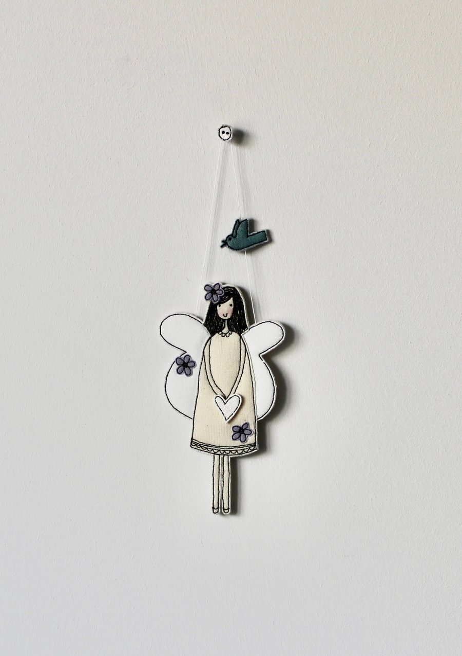 Special Order for Carole - 'Fairy with a Blue Birdie' - Handmade Decoration