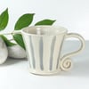 Grey Striped Espresso Cup Pottery Stoneware Handthrown UK Wheelthrown Small Mug