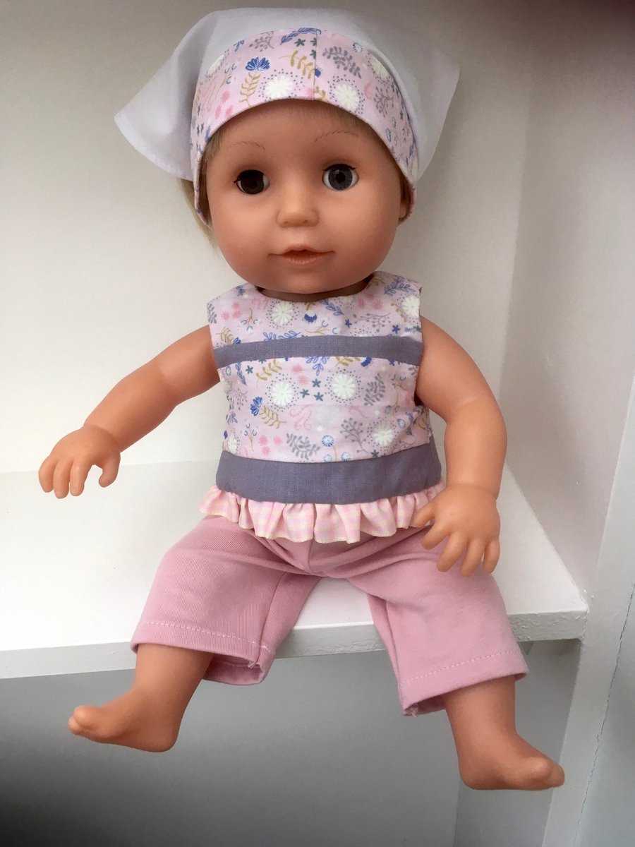 Baby Born Doll and Tiny Tears outfit 2 in 1 pink and grey