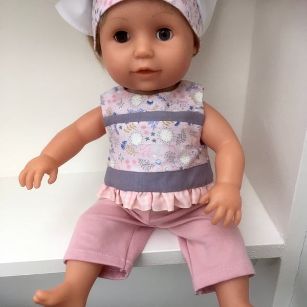 Baby Born Doll and Tiny Tears outfit 2 in 1 pink and grey