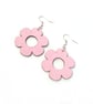 Pink flower earrings, eco-friendly pale pink wooden earrings for women           - Image 2