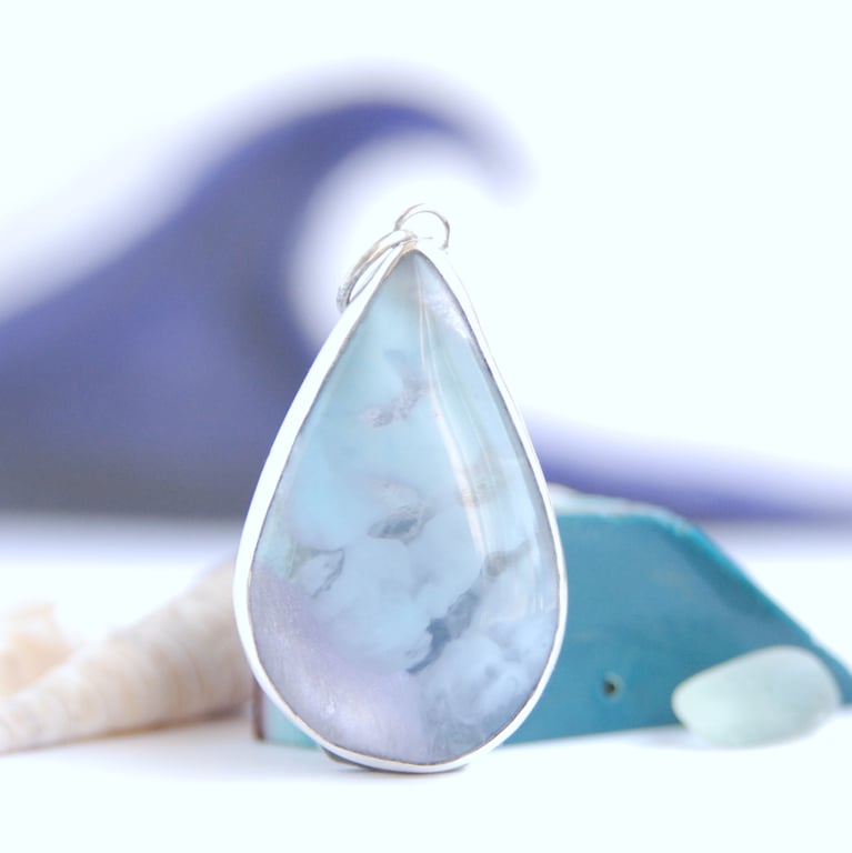 Cornish surfite pendant - clouds in the summer sky