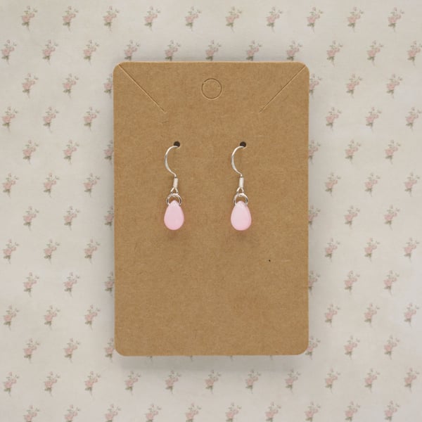 Silver Plated Power Pink Teardrop Earrings