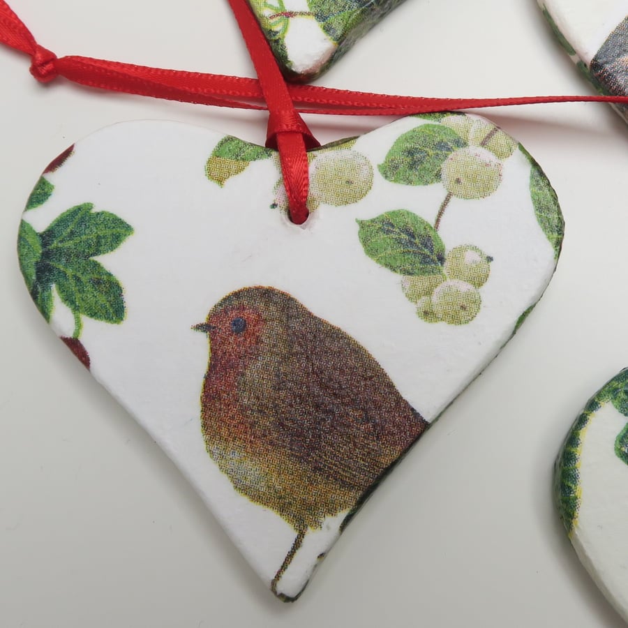 Handmade Decoupaged Heart Christmas Decoration