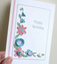 Handmade Birthday Card, Quilled Pink & Blue Floral Card - Image 7