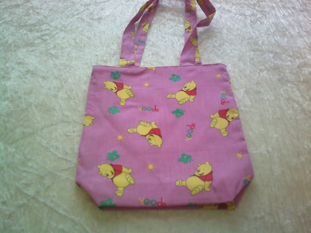Winnie the Pooh on Pink Fabric Bag