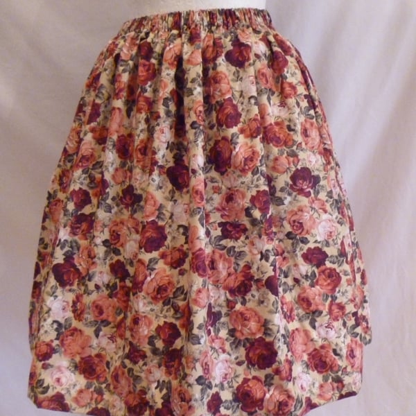 Floral Rose Full Flared Rockabilly Skirt Size 14 16