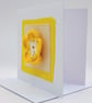 Blank Greetings Card - Crocheted Yellow Flower & Fabric Card - Image 3