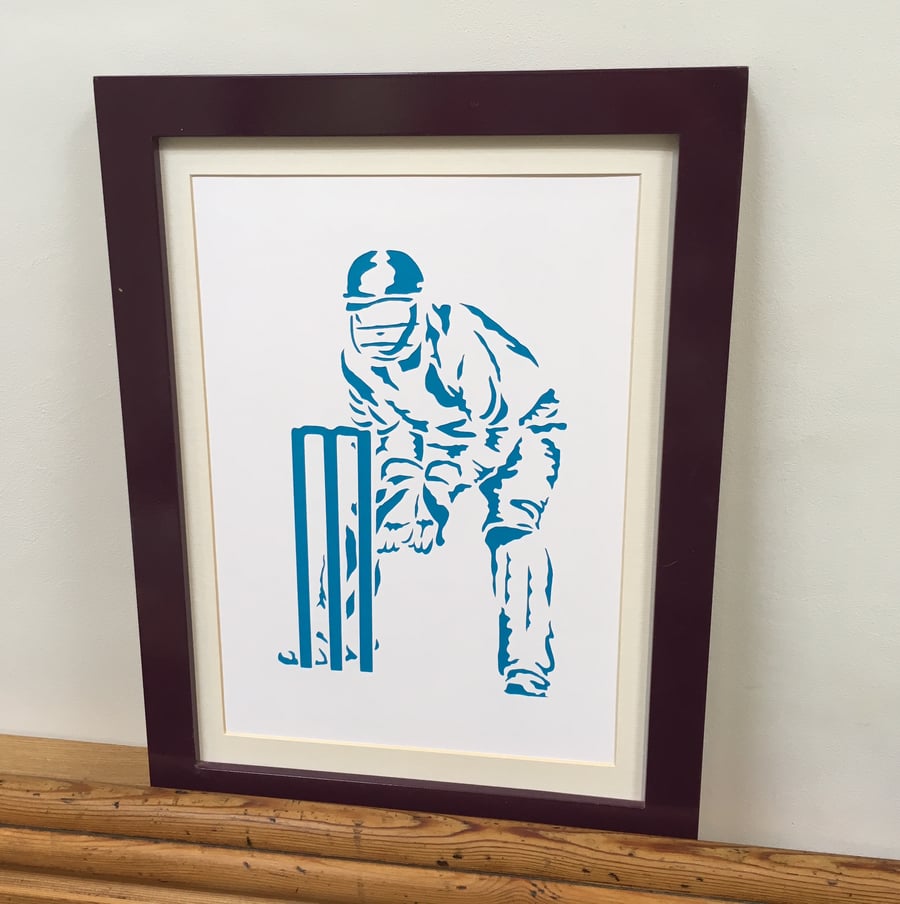 Paper cut Art - Cricket Picture, Wicket Keeper, Cricketer, Sport Art, Artwork