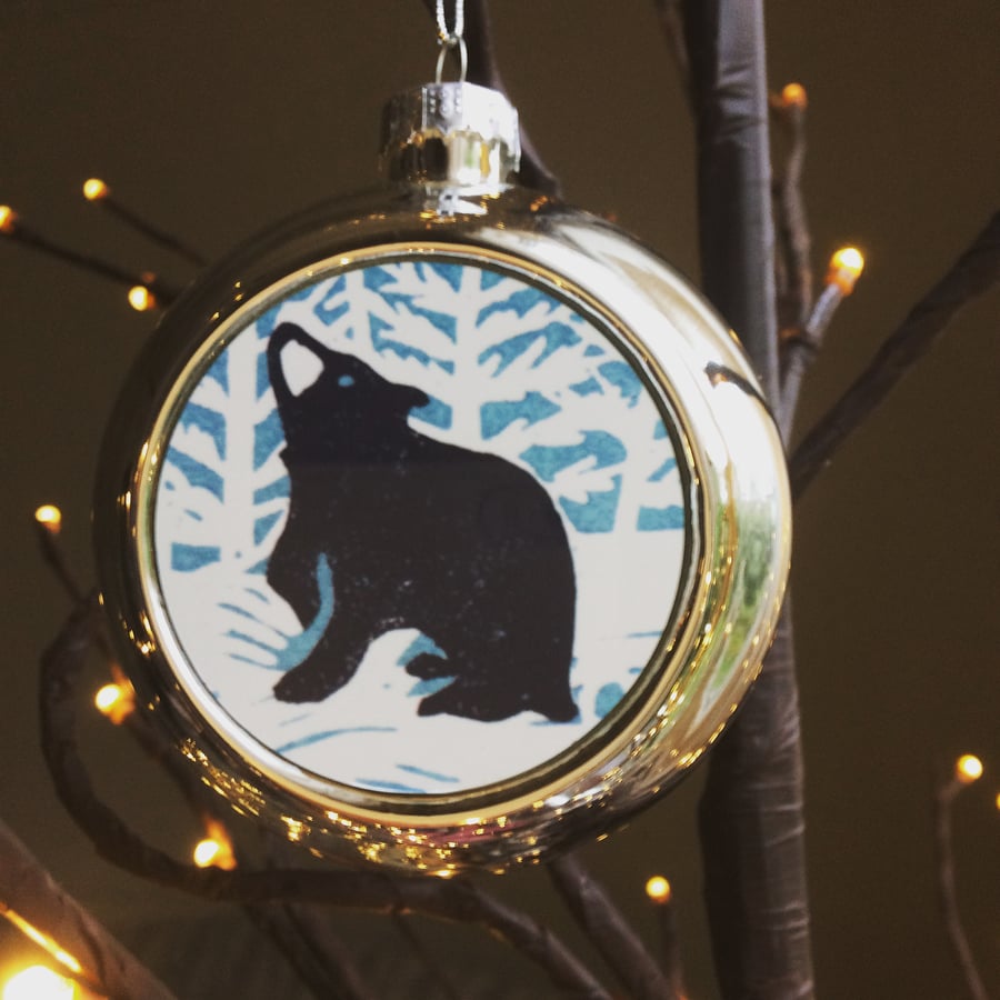 'Stargazey Bear' Silver Bauble