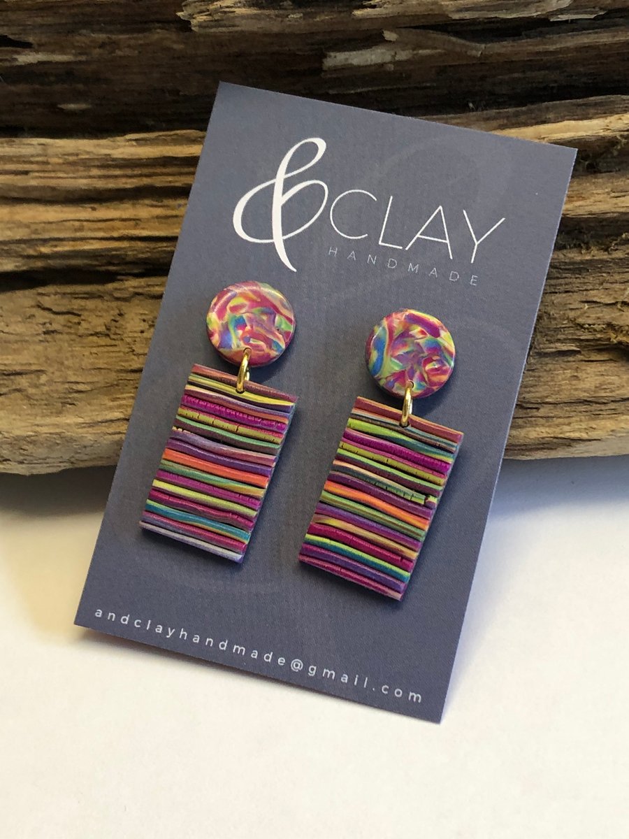 Multicoloured Rectangle Earrings