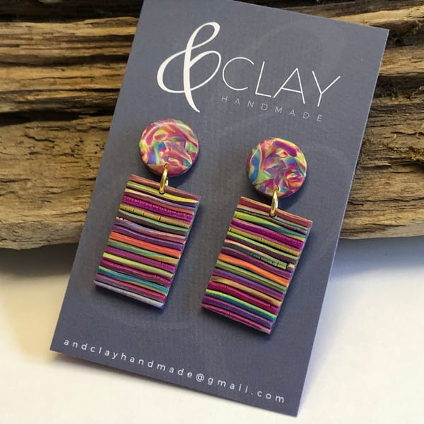 Multicoloured Rectangle Earrings