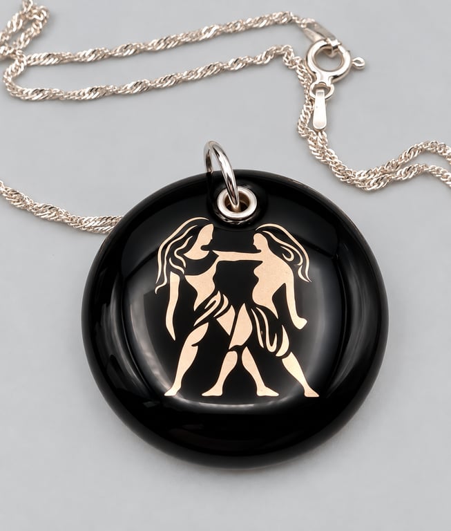 Gemini Fused Glass Pendant with Real Platinum Lustre Symbol