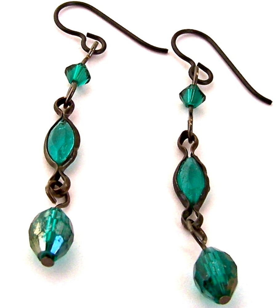 Teal Dangly Earrings 