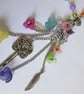 Boho Silver Tone Multi Coloured Flower & Key Charm Pendant Necklace - Image 6