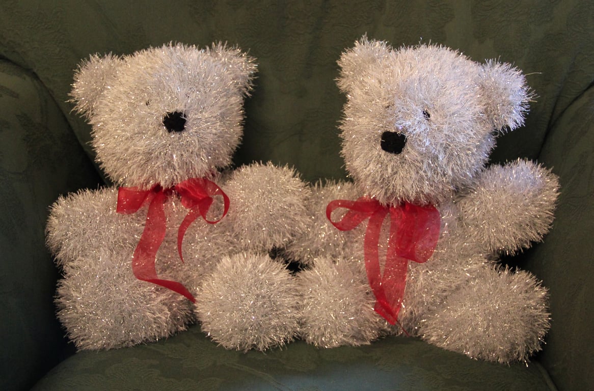 Hand Knitted Silver Bear