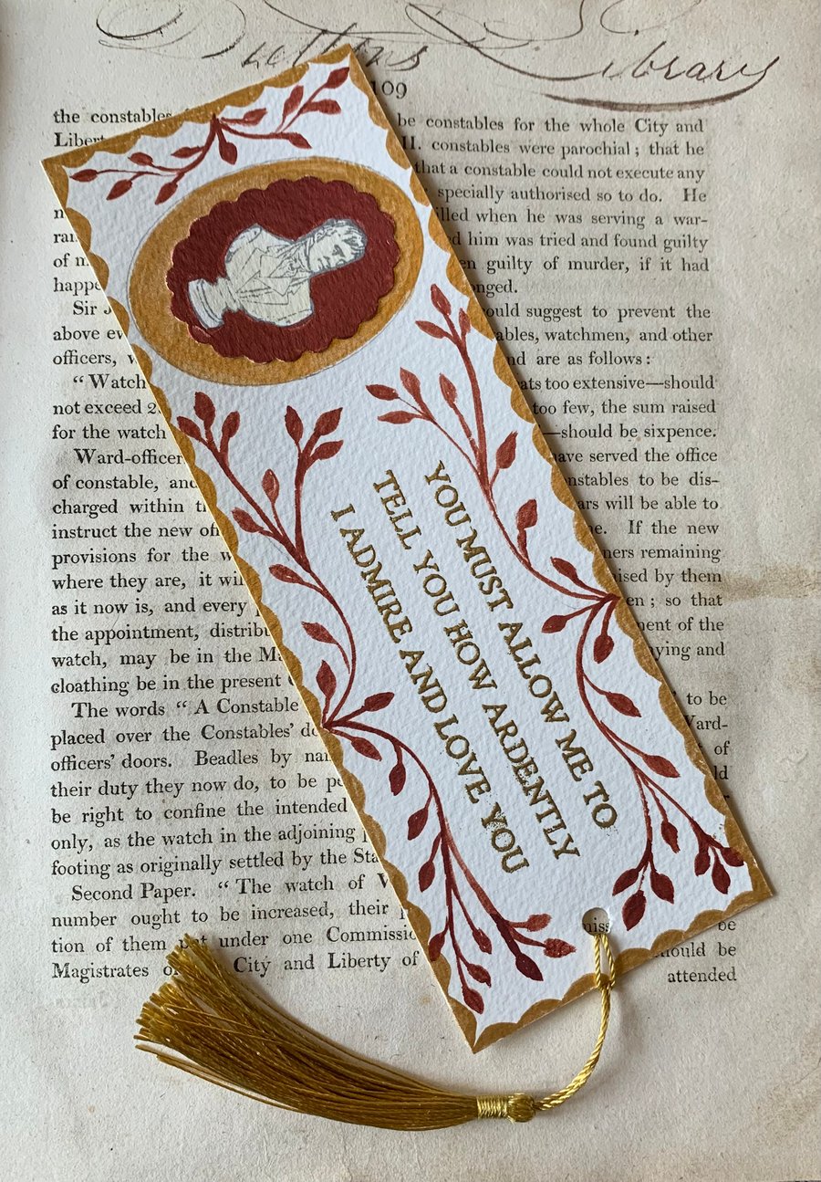 You Must Allow Me to Tell You etc Handmade Jane Austen Bookmark