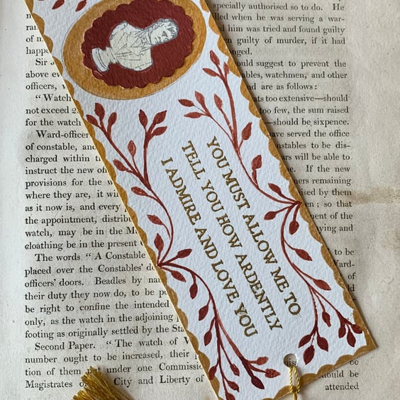 You Must Allow Me to Tell You etc Handmade Jane Austen Bookmark