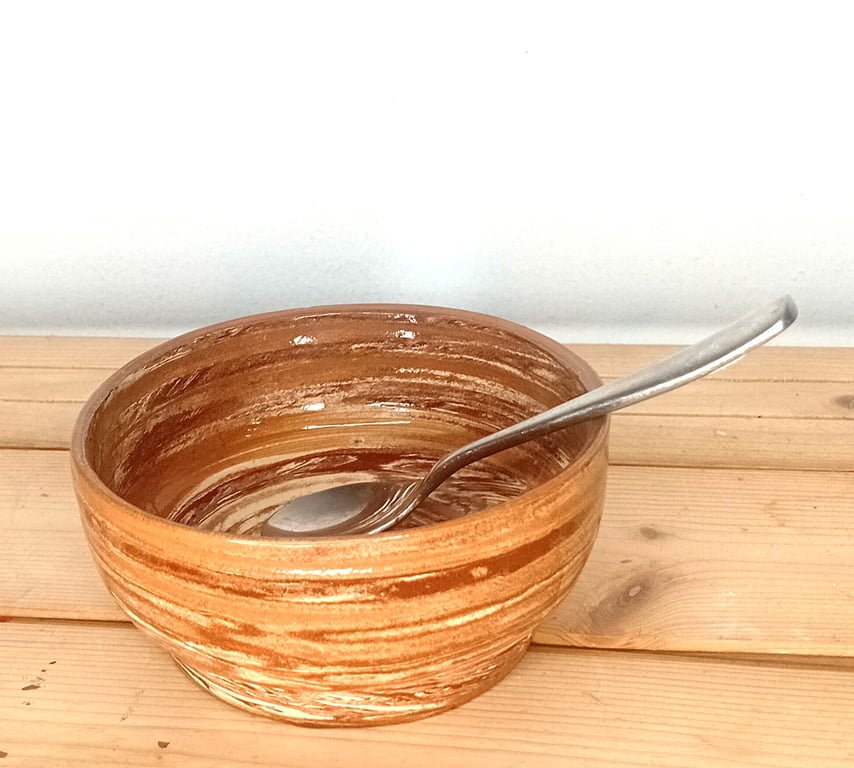 Agateware red and white a footed food bowl, decorative, pasta, cereal, soup