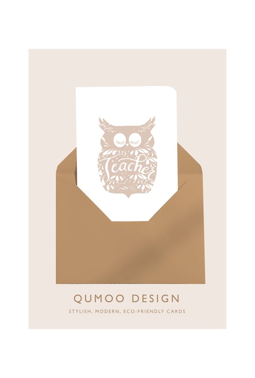 teacher owl end of year school celebration blank card (QM204)