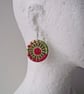 Dorset Button Earrings, Gold, Yellow, Green, Red, Viscose Silk - Image 5