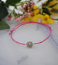 Friendship Bracelet-Pink Fuchsia & silver flower - Image 1