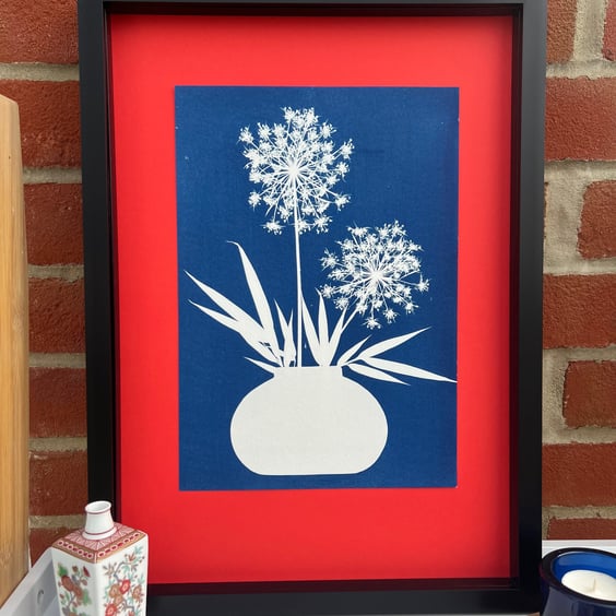 Ikebana -Japanese inspired Art, Cyanotype Botanical Art