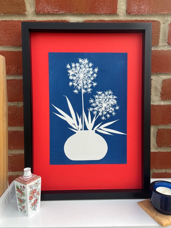 Ikebana -Japanese inspired Art, Cyanotype Botanical Art