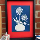 Ikebana -Japanese inspired Art, Cyanotype Botanical Art
