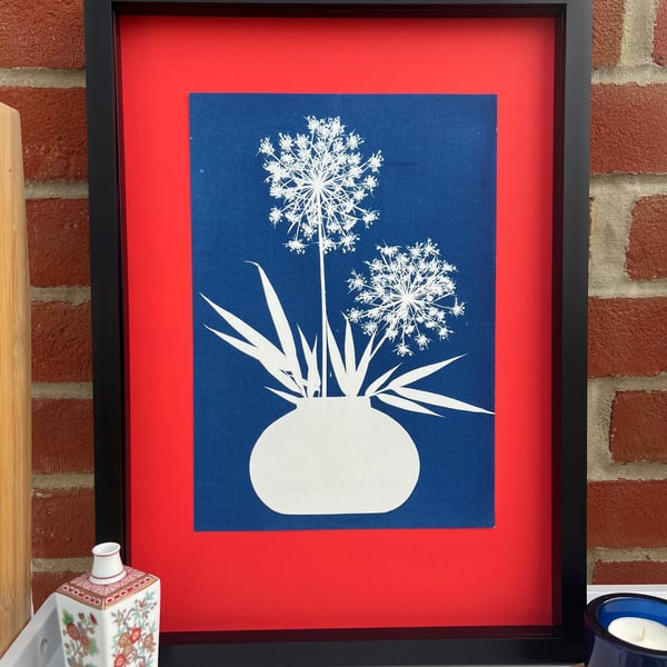 Ikebana -Japanese inspired Art, Cyanotype Botanical Art