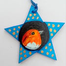 Robin.Christmas tree star  hand painted