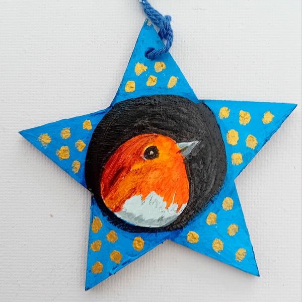 Robin.Christmas tree star  hand painted