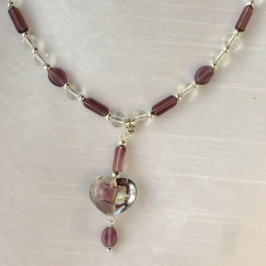 Perfectly Imperfect Heart Pendant on Beaded Necklace