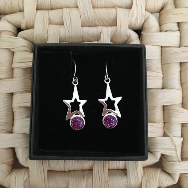 Falling Star Earring in Mulberry Pink